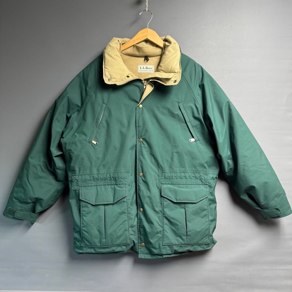 Vintage LL Bean Maine Wardens Parka Gore-Tex Down Green Mens XL NO HOOD 80s